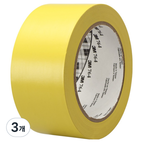 3M 바닥 라인 764 테이프 노랑 50.8mm x 32.9m, 3개