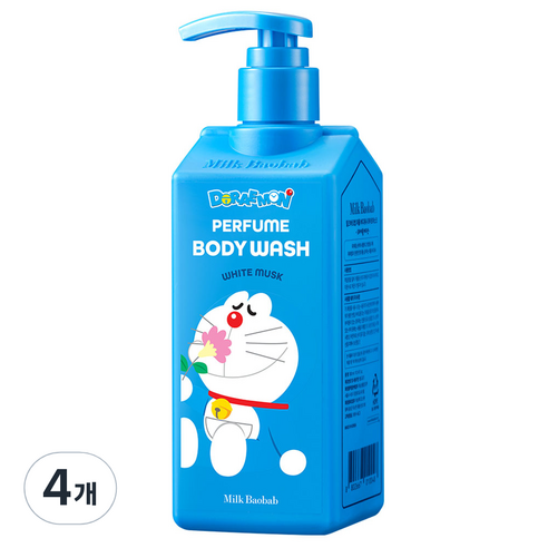 밀크바오밥 퍼퓸 바디워시 화이트머스크향 도라에몽 에디션 랜덤발송, 4개, 300ml