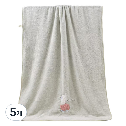 원이네 귀여운 양 디자인 바스타월 70 x 140 cm, 그린, 5개