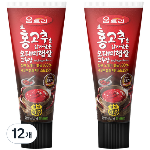 움트리 생홍고추를 갈아담은 오대미 햅쌀 고추장, 120g, 12개