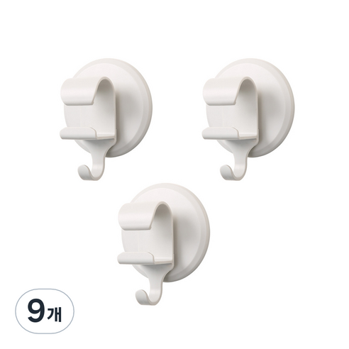 에이비씨 2in1 무타공 후크 대야 걸이, 화이트, 9개