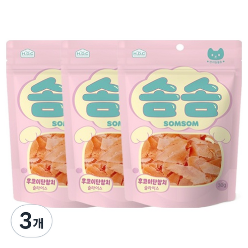솜솜 반려동물 후코이단참치 슬라이스 간식 3p, 3개, 90g, 참치