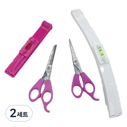 모아픽 셀프 앞머리 자르기틀 가위 세트, 2개, 혼합색상
