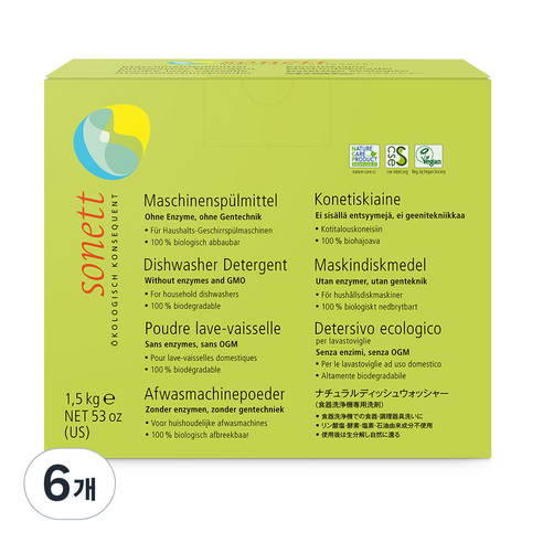 [쿠팡수입] 소네트 식기세척기 세제, 1.5kg, 6개