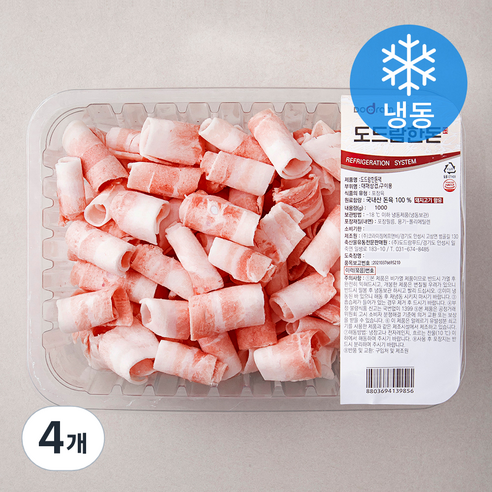 도드람한돈 대패 삼겹살 구이용 (냉동), 1kg, 4개