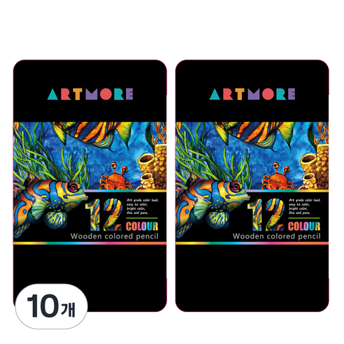 아트모아 전문가용 색연필 틴케이스, 12색, 10개