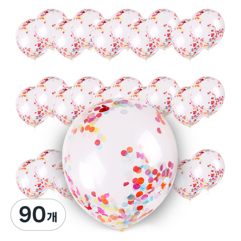 컨페티풍선 30cm, 무지개페이퍼, 90개