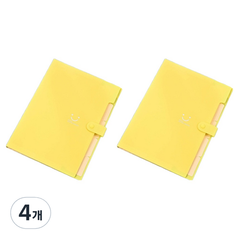 왁스토어 파일케이스 바인더 A4, 옐로우, 4개