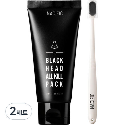 네시픽 블랙헤드 올킬 워시오프 마스크팩 코팩 + 올킬 브러쉬, 2세트, 2개