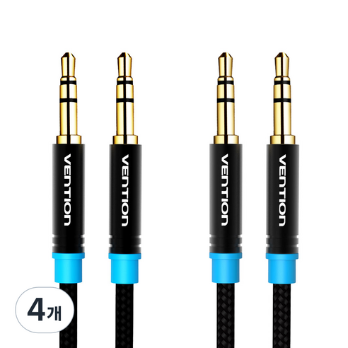 벤션 무산소 3.5mm 스테레오 고급형 AUX 케이블 0.5m 2p, 혼합색상, 4개