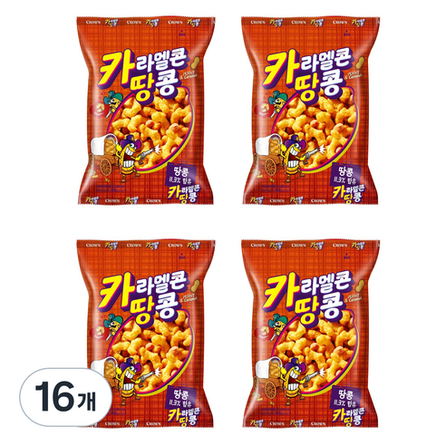 크라운 카라멜콘과땅콩 과자, 72g, 16개