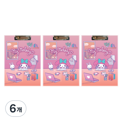 산리오 A4클립보드 V2 마이멜로디, 핑크, 6개