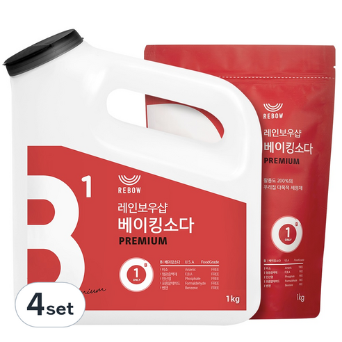 레인보우샵 왕톡톡이 베이킹소다 리필세트, 4set