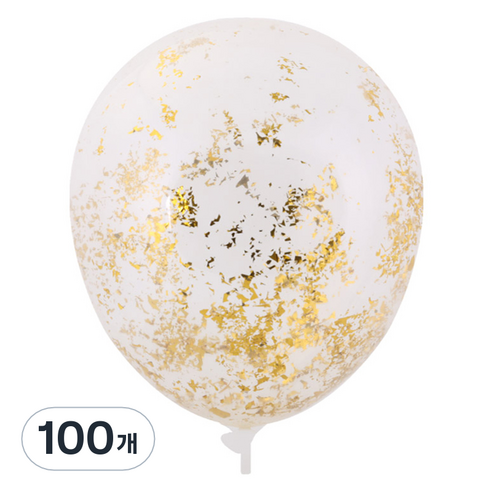 컨페티풍선 30cm, 글리터 골드, 100개