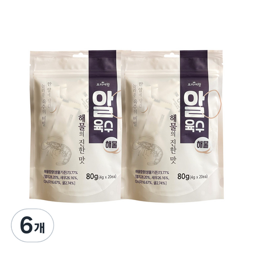 요리여왕 알육수 자연 한알 해물맛, 80g, 6개