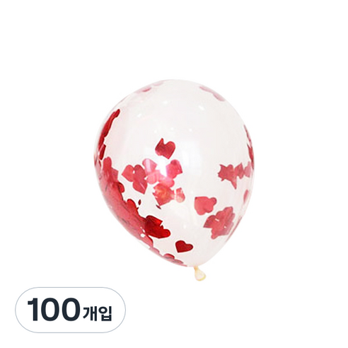 파티팡 컨페티벌룬 30cm, 레드하트, 100개입