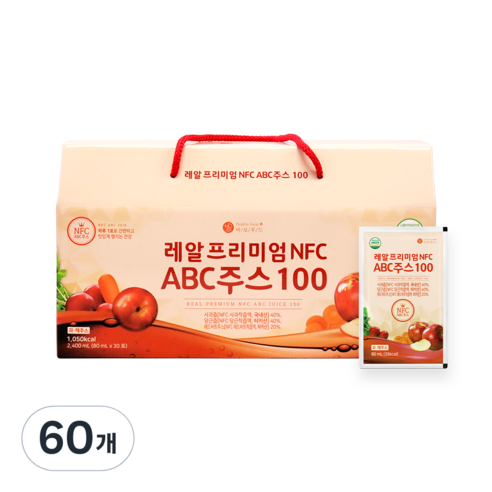 바로푸드 레알 프리미엄 ABC 주스즙 100, 60개, 80ml