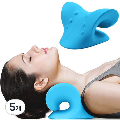 므뮤 목이편한 기능성 스트레칭 수면 C커브 낮은 목베개, 블루, 5개
