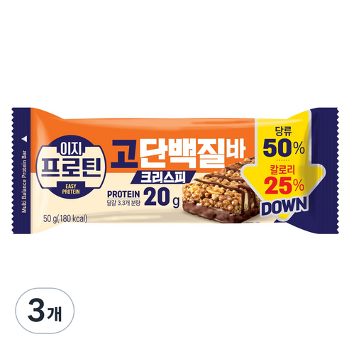 롯데웰푸드 이지프로틴 고단백질바 크리스피, 50g, 3개