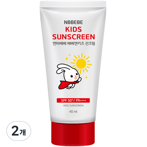 엔비베베 아동용 베베앤키즈 선크림 SPF50+ PA++++, 40ml, 2개