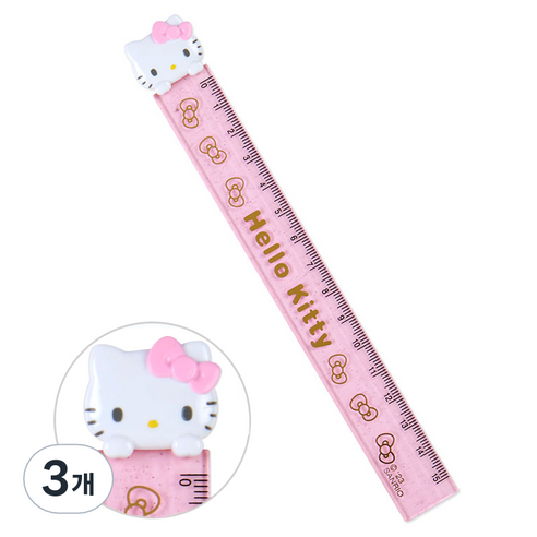 아오이마켓 산리오 헬로키티 마스코트 슬림 자 15cm, 3개, 혼합색상