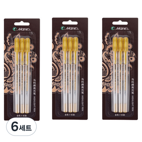마다꾸미 금필 골드 사경용 금색펜 3p, 6세트