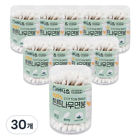 이지앤 튼튼 순면 나무면봉, 100개입, 30개