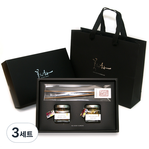 꽃보다차 아담한꽃차 2종 선물세트, 복숭아꽃 1.5g + 맨드라미꽃 2g + 차집게 + 쇼핑백, 3세트