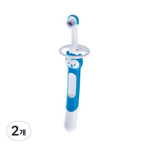 MAM 아기 이앓이 트레이닝 실리콘 칫솔, 블루, 2개