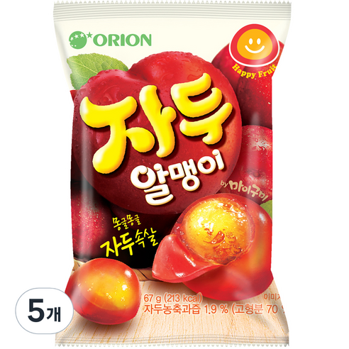 오리온 마이구미 자두알맹이 젤리, 67g, 5개