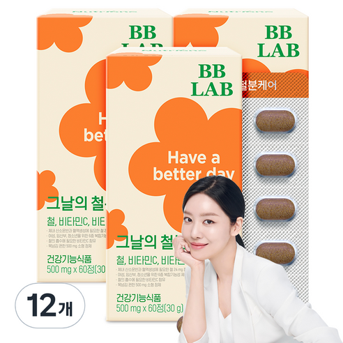 비비랩 그날의 철분 케어 비타민C 비타민B, 60정, 12개