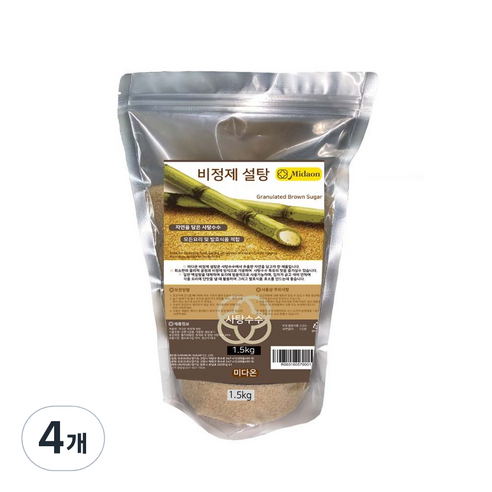 미다온 비정제 설탕, 1.5kg, 4개