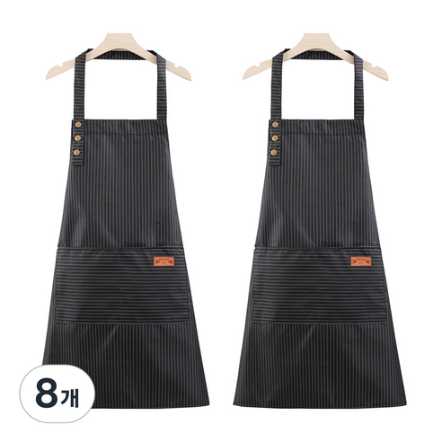 리빙차트 스트라이프 방수 앞치마, 블랙, 8개