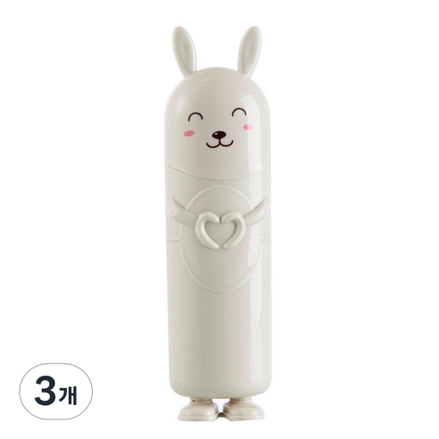 더자카 러브유 레빗 칫솔케이스, 베이지, 3개