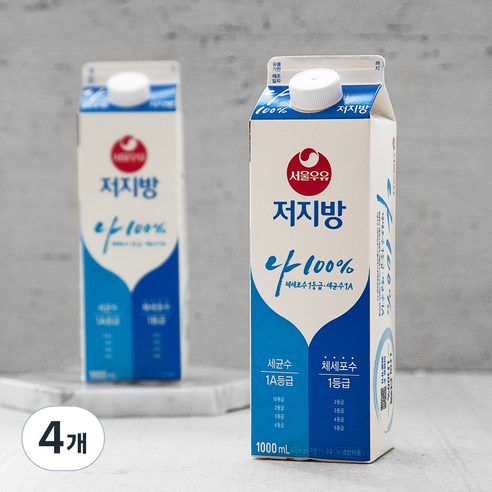서울우유 저지방우유, 1000ml, 4개