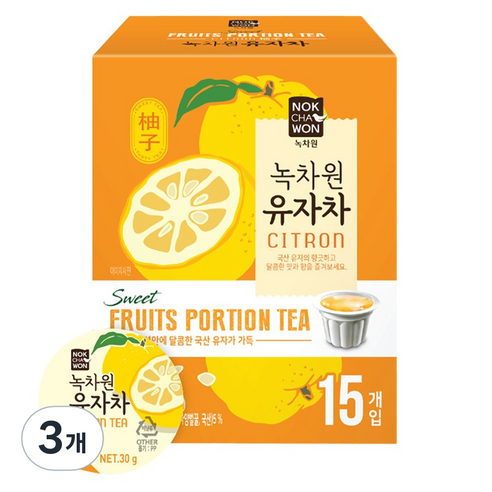 녹차원 유자차포션, 30g, 15개입, 3개