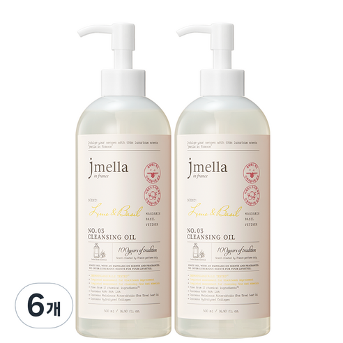 제이멜라 인 프랑스 라임 앤 바질 클렌징 오일, 500ml, 6개