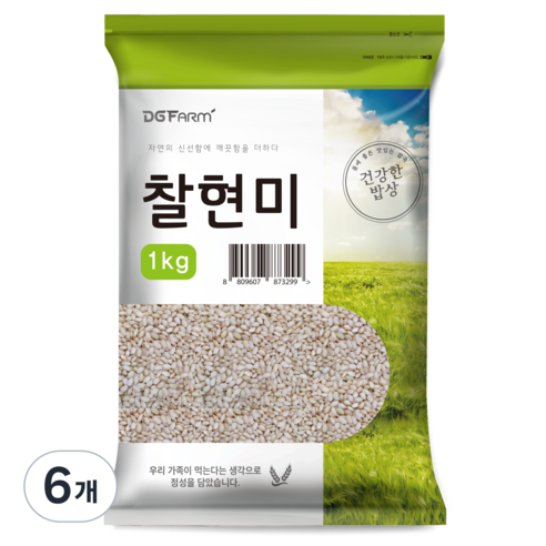 건강한밥상 국산 찰현미, 1kg, 6개