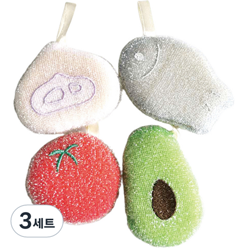 hillo 이지 아크릴 스펀지 수세미 농장, 4개입, 3세트