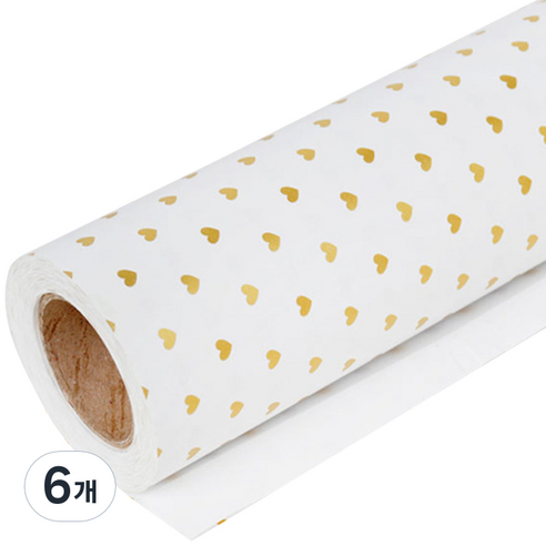 솔로몬샵 포인트하트 종이롤 포장지 대, 금색, 6개