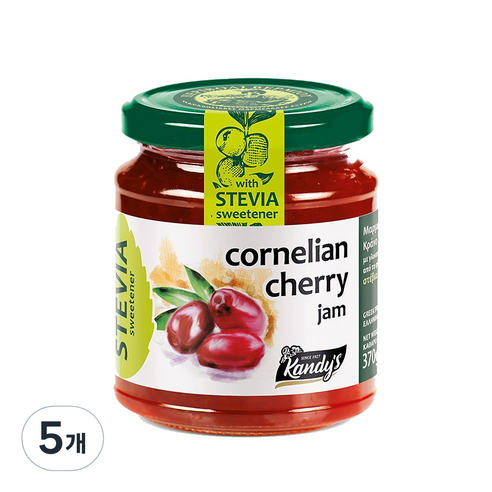 캔딜라스 스테비아 코르넬리안 체리잼, 370g, 5개