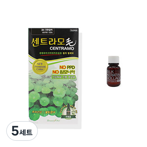 뷰티원 염색제 프리미엄 센트라모 코팅 칼라크림 120g + 앰플 세트, 3N 진한갈색(칼라크림), 5세트