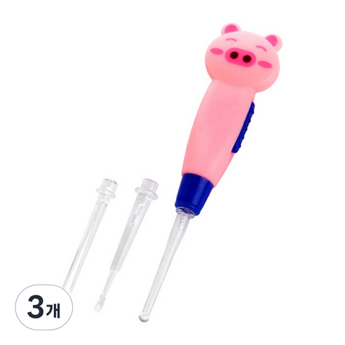 고나비 LED 캐릭터 유아귀이개 돼지, 3개, 1개입