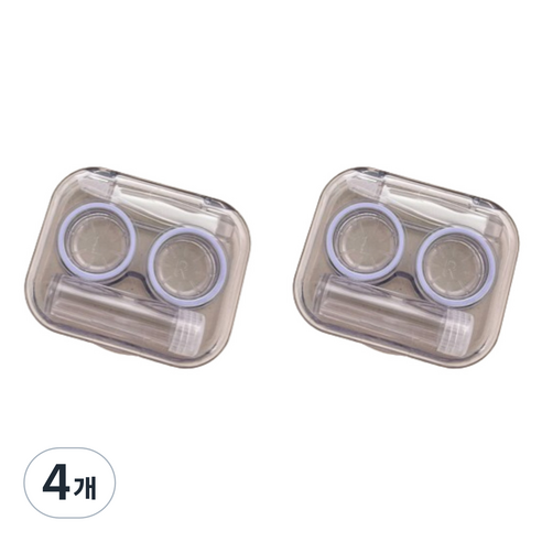 정상아이앤 일체형 투명 휴대용 렌즈 케이스, 퍼플, 4개