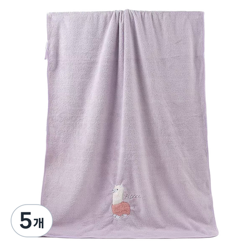 원이네 귀여운 양 디자인 바스타월 70 x 140 cm, 퍼플, 5개