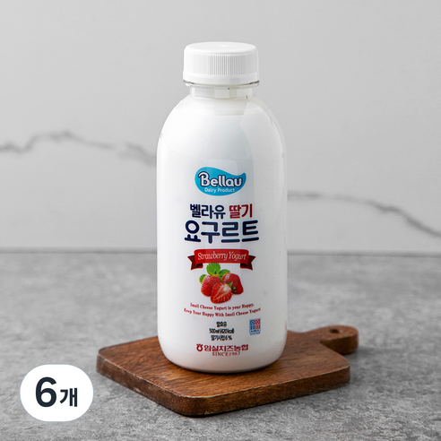 벨라유 딸기 요구르트, 500ml, 6개