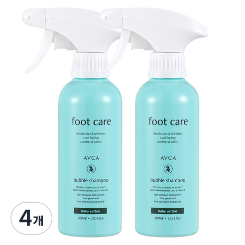 아브카 풋 케어 버블 풋샴푸 베이비코튼향, 1개입, 4개, 300ml