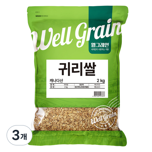 웰그레인 귀리쌀, 2kg, 3개