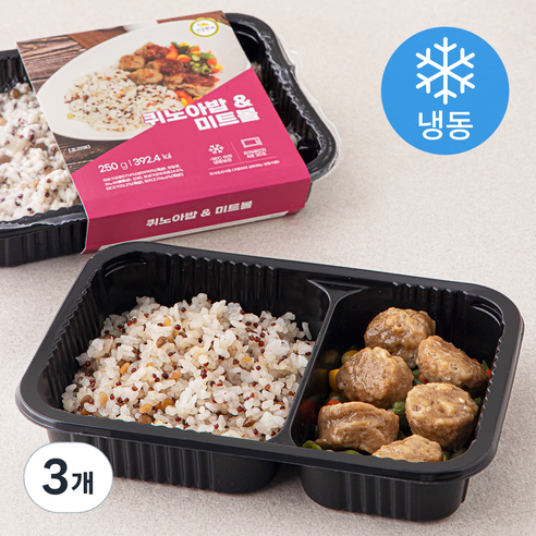 건강한끼 퀴노아밥 & 미트볼 도시락 (냉동), 250g, 3개