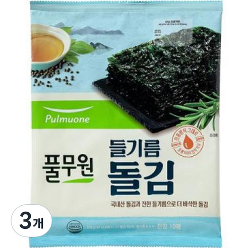 풀무원 들기름 돌김 10p, 40g, 3개